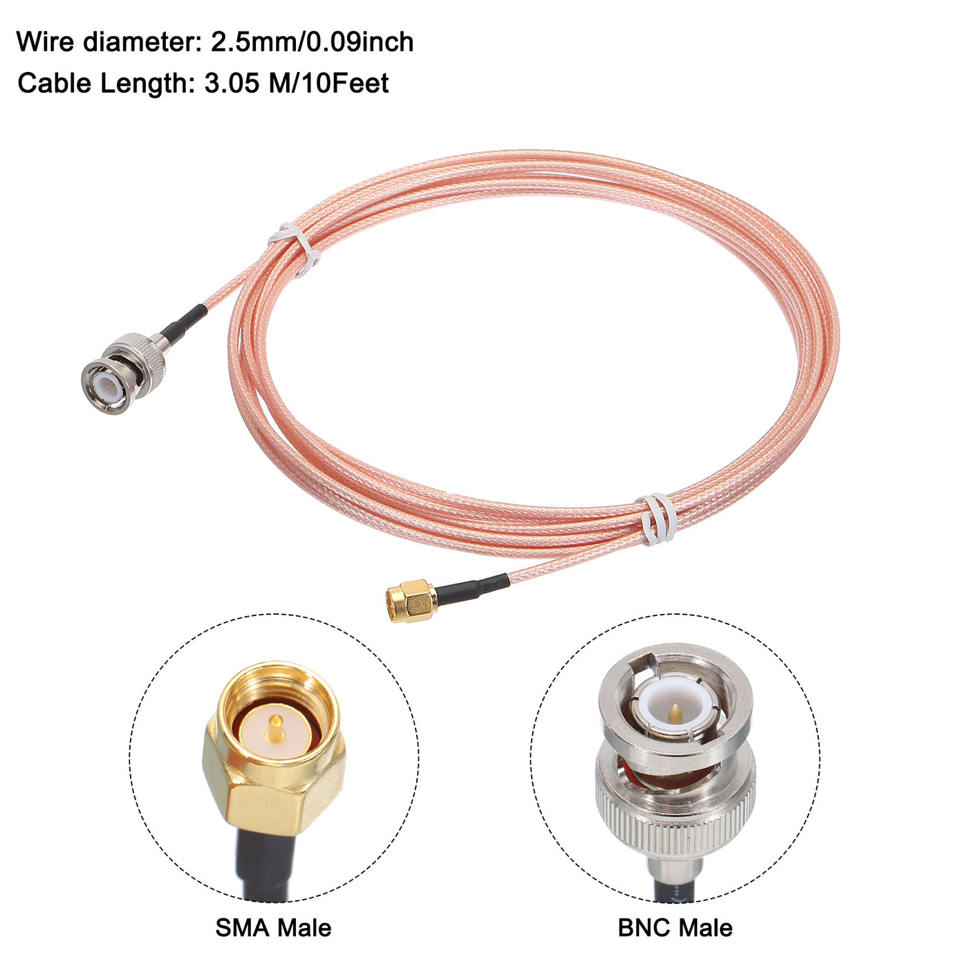 Harfington RG316 Coaxial Cables SMA Male to BNC Male with Adapter Low Loss RF Coaxial Cable