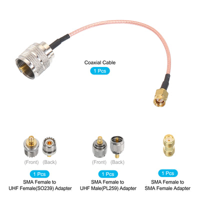 Harfington RG316 Coaxial Cables SMA Male to UHF Male with Adapter Low Loss RF Coaxial Cable