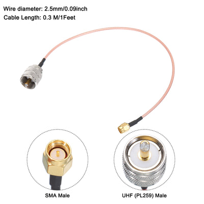 Harfington RG316 Coaxial Cables SMA Male to UHF Male with Adapter Low Loss RF Coaxial Cable