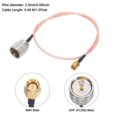 Harfington RG316 Coaxial Cables SMA Male to UHF Male with Adapter Low Loss RF Coaxial Cable