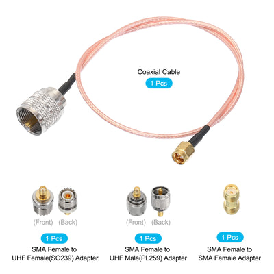 Harfington RG316 Coaxial Cables SMA Male to UHF Male with Adapter Low Loss RF Coaxial Cable