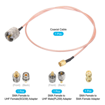 Harfington RG316 Coaxial Cables SMA Male to UHF Male with Adapter Low Loss RF Coaxial Cable