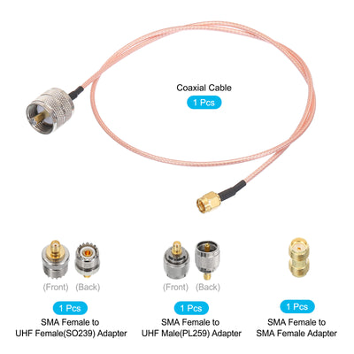 Harfington RG316 Coaxial Cables SMA Male to UHF Male with Adapter Low Loss RF Coaxial Cable