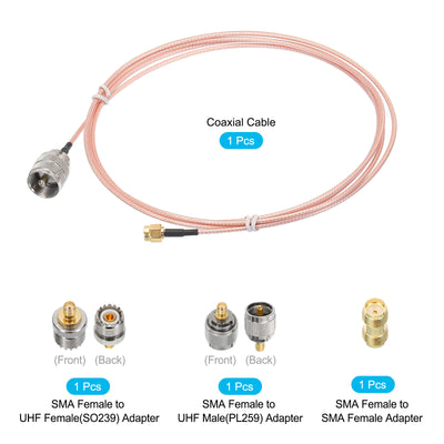 Harfington RG316 Coaxial Cables SMA Male to UHF Male with Adapter Low Loss RF Coaxial Cable