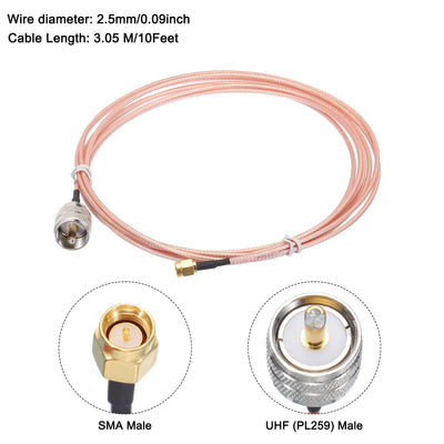 Harfington RG316 Coaxial Cables SMA Male to UHF Male with Adapter Low Loss RF Coaxial Cable