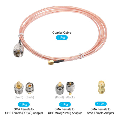 Harfington RG316 Coaxial Cables SMA Male to UHF Male with Adapter Low Loss RF Coaxial Cable