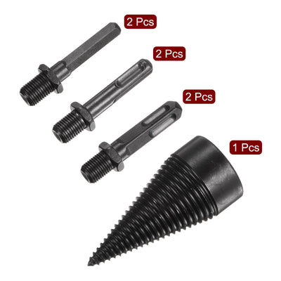 Harfington 7pcs 42mm Firewood Drill Bit Wood Log Splitter Drill, Square Hex Round Shank