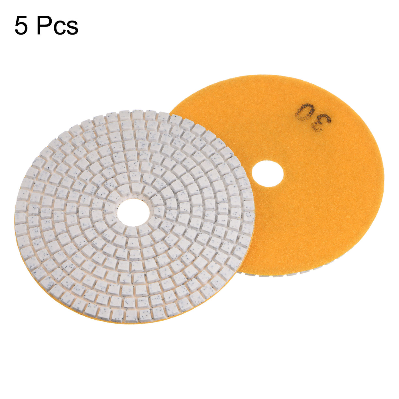 Harfington 5pcs 5-Inch Grit 30 Diamond Polishing Pads Wet/Dry for Stone Concrete Marble