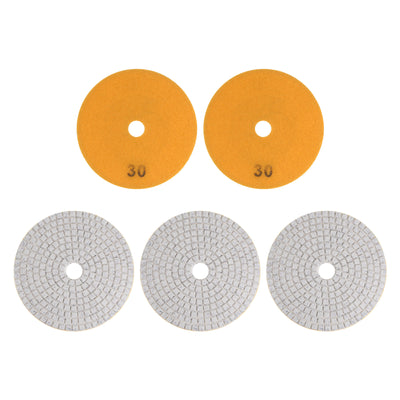 Harfington 5pcs 5-Inch Grit 30 Diamond Polishing Pads Wet/Dry for Stone Concrete Marble