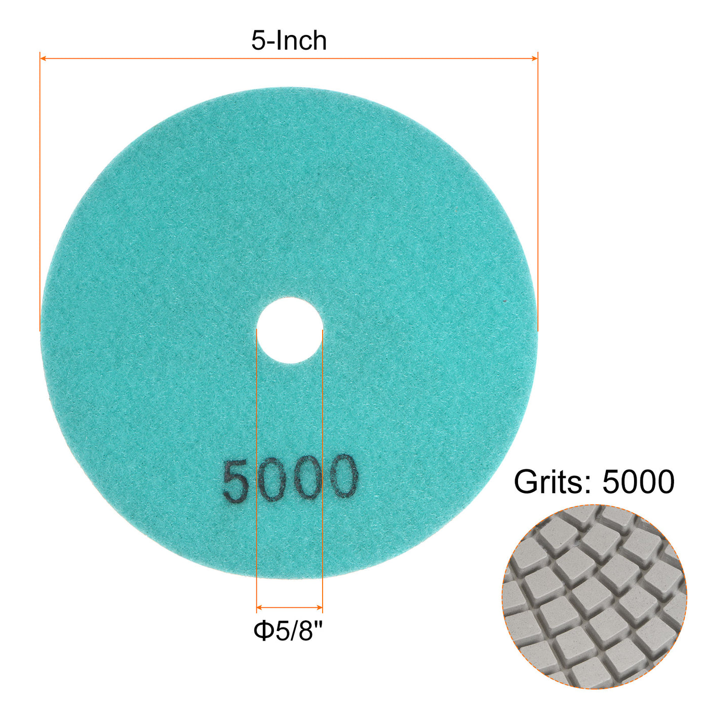 Harfington 5pcs 5-Inch Grit 5000 Diamond Polishing Pads Wet/Dry for Stone Concrete Marble