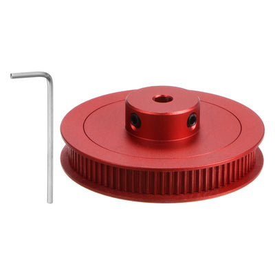 Harfington 2GT Idler Pulley 80T 5mm Bore 55mm Dia.6mm Width Belt with 2mm Spanner, Red