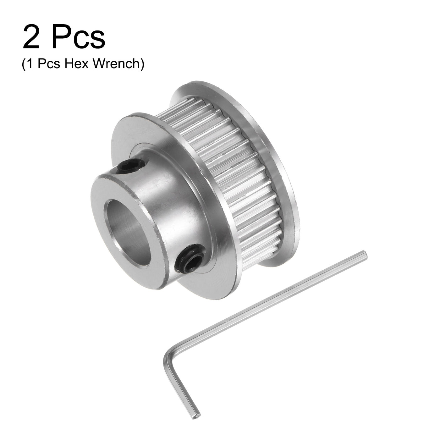 Harfington 2Stk 2GT Umlenkrolle 36 Zähne 8mm Bohrung 25mm Durchm. Aluminum Zahnriemen mit 2mm Sechskant Schlüssel für 6mm Breite Gürtel 3D Drucker CNC Maschine Zubehör Silberton