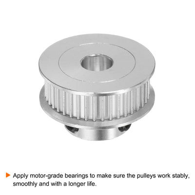 Harfington 2Stk 2GT Umlenkrolle 40 Zähne 6.35mm Bohrung 27mm Durchm. Aluminum Zahnriemen mit 2mm Sechskant Schlüssel für 6mm Breite Gürtel 3D Drucker CNC Maschine Zubehör Silberton