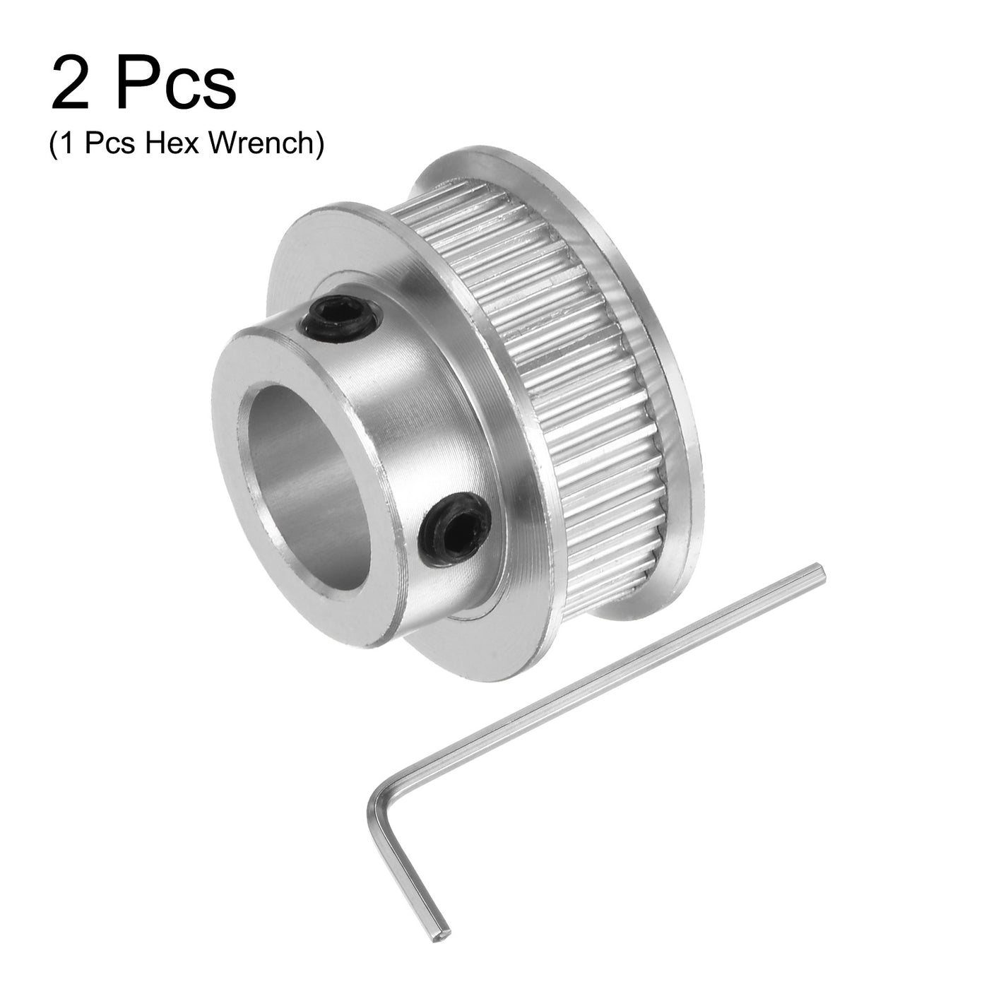 Harfington 2Stk 2GT Umlenkrolle 40 Zähne 10mm Bohrung 28mm Durchm. Aluminum Zahnriemen mit 2mm Sechskant Schlüssel für 6mm Breite Gürtel 3D Drucker CNC Maschine Zubehör Silberton