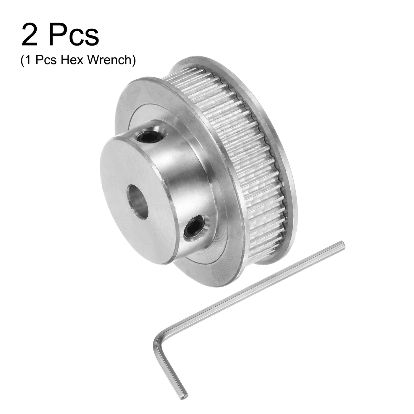 Harfington 2Stk 2GT Umlenkrolle 48 Zähne 5mm Bohrung 32mm Durchm. Aluminum Zahnriemen mit 2mm Sechskant Schlüssel für 6mm Breite Gürtel 3D Drucker CNC Maschine Zubehör Silberton