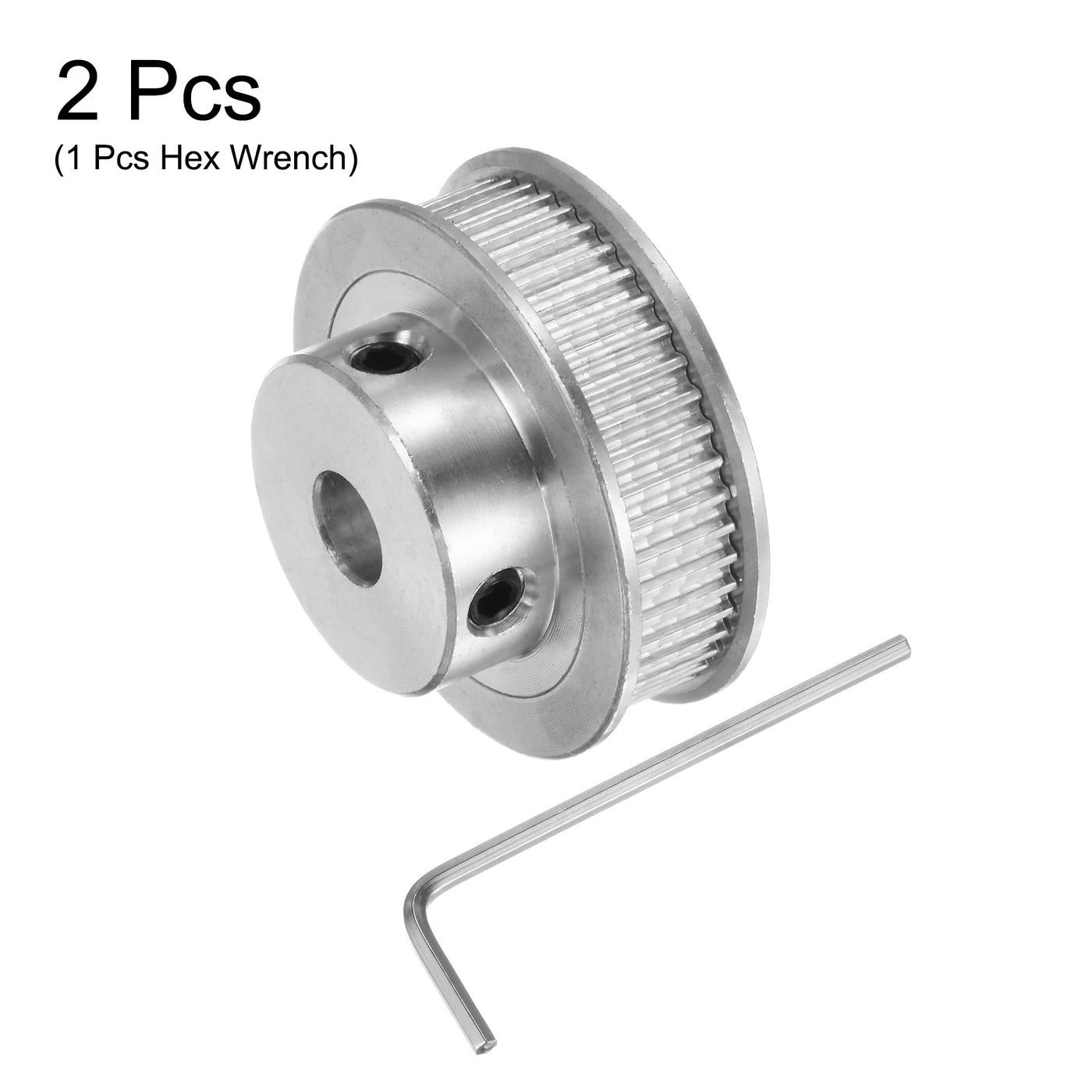 Harfington 2Stk 2GT Umlenkrolle 48 Zähne 6.35mm Bohrung 32mm Durchm. Aluminum Zahnriemen mit 2mm Sechskant Schlüssel für 6mm Breite Gürtel 3D Drucker CNC Maschine Zubehör Silberton