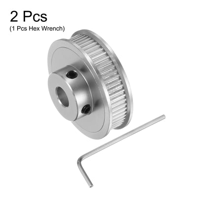 Harfington 2Stk 2GT Umlenkrolle 60 Zähne 8mm Bohrung 40mm Durchm. Aluminum Zahnriemen mit 2mm Sechskant Schlüssel für 6mm Breite Gürtel 3D Drucker CNC Maschine Zubehör Silberton