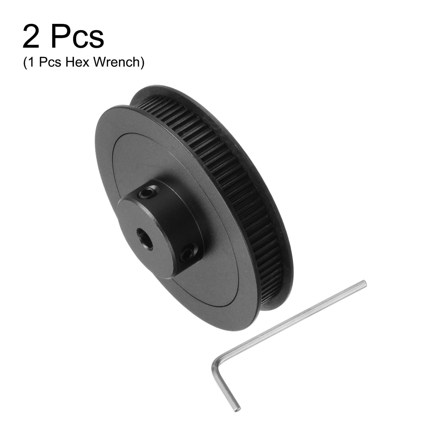 Harfington 2pcs 2GT Idler Pulley 80T 5mm Bore 55mm Dia.6mm Width Belt W 2mm Spanner, Black