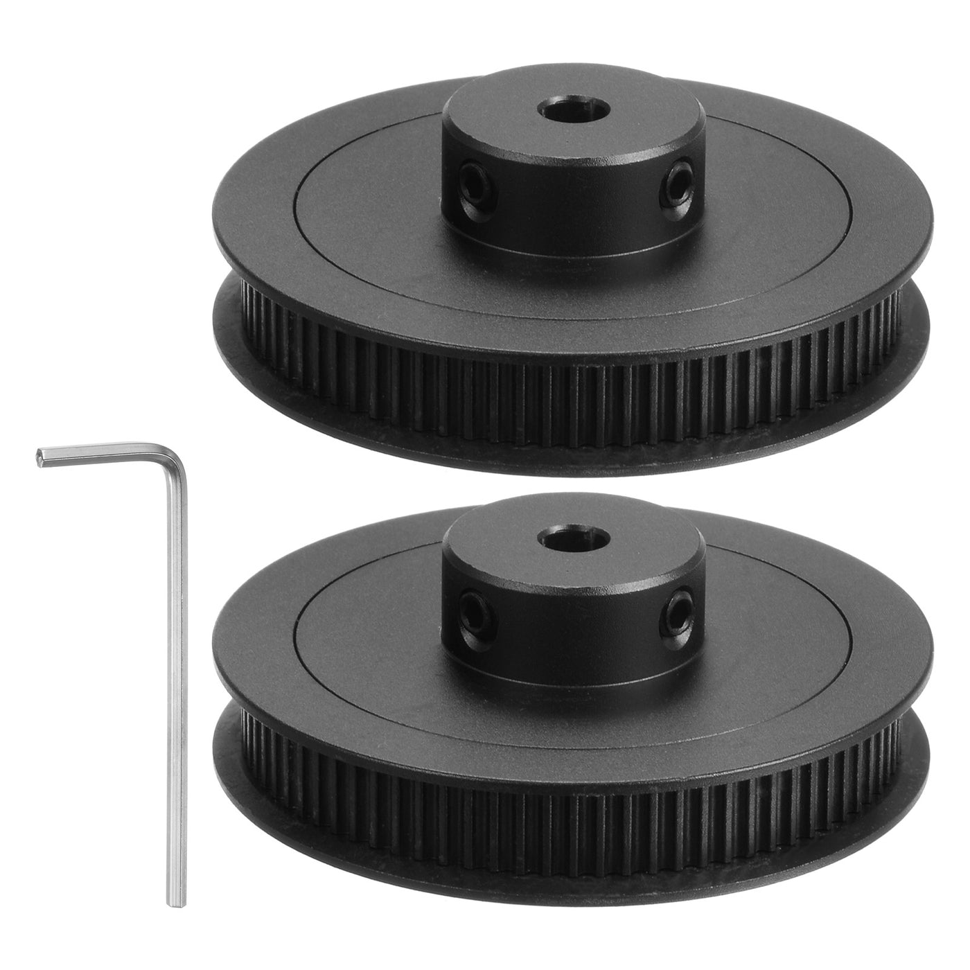 Harfington 2pcs 2GT Idler Pulley 80T 5mm Bore 55mm Dia.6mm Width Belt W 2mm Spanner, Black