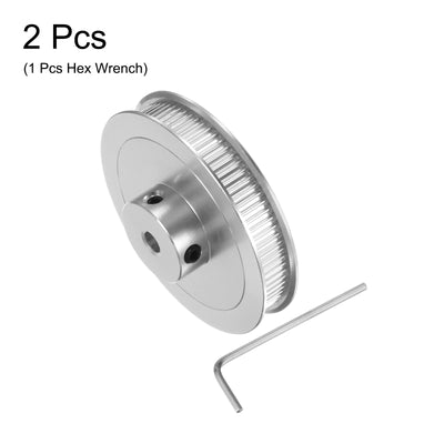 Harfington 2Stk 2GT Umlenkrolle 80 Zähne 5mm Bohrung 55mm Durchm. Aluminum Zahnriemen mit 2mm Sechskant Schlüssel für 6mm Breite Gürtel 3D Drucker CNC Maschine Zubehör Silberton