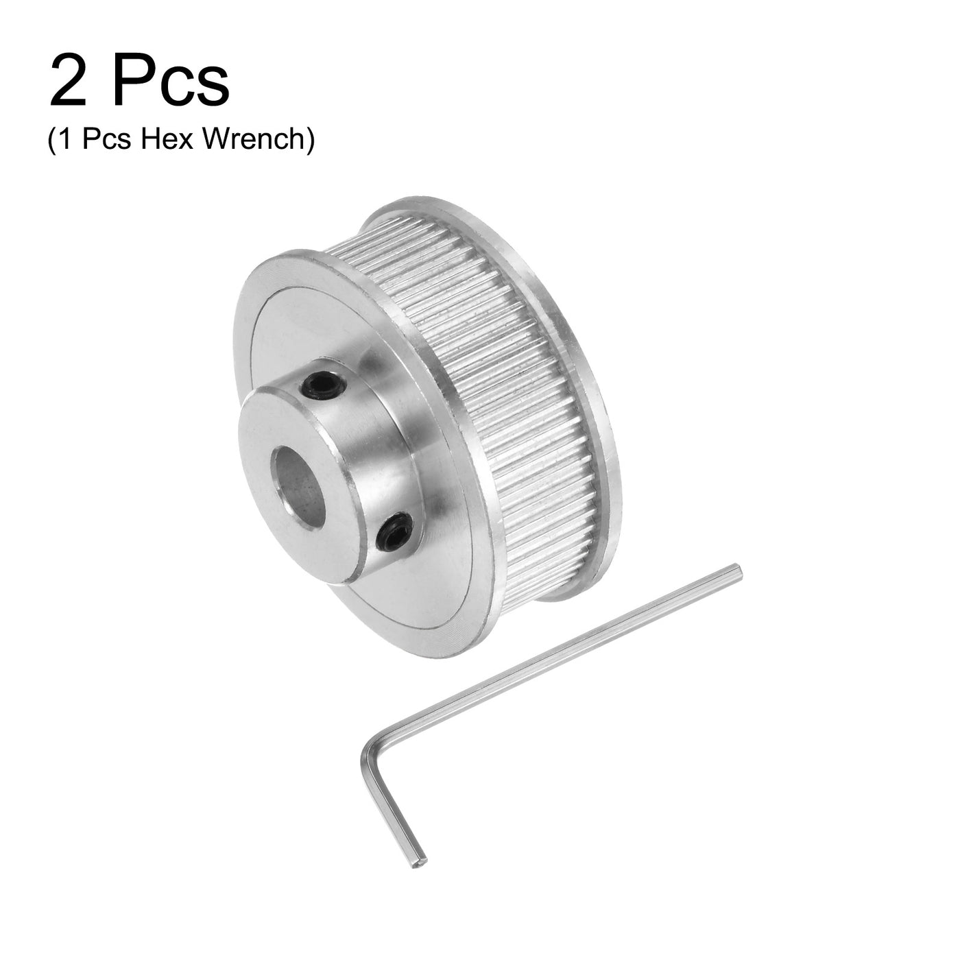 Harfington 2Stk 2GT Umlenkrolle 60 Zähne 8mm Bohrung 40mm Durchm. Aluminum Zahnriemen mit 2mm Sechskant Schlüssel für 10mm Breite Gürtel 3D Drucker CNC Maschine Zubehör Silberton