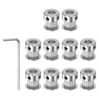 Harfington 10Stk 2GT Umlenkrolle 16 Zähne 6mm Bohrung 13mm Durchm. Aluminum Zahnriemen mit 2mm Sechskant Schlüssel für 6mm Breite Gürtel 3D Drucker CNC Maschine Zubehör Silberton