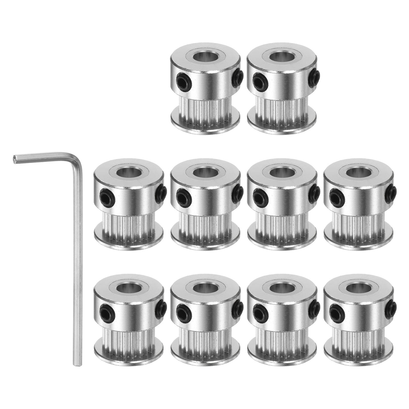 Harfington 10pcs 2GT Idler Pulley 20T 5mm Bore 16mm Dia. 6mm Width Belt with 2mm Spanner