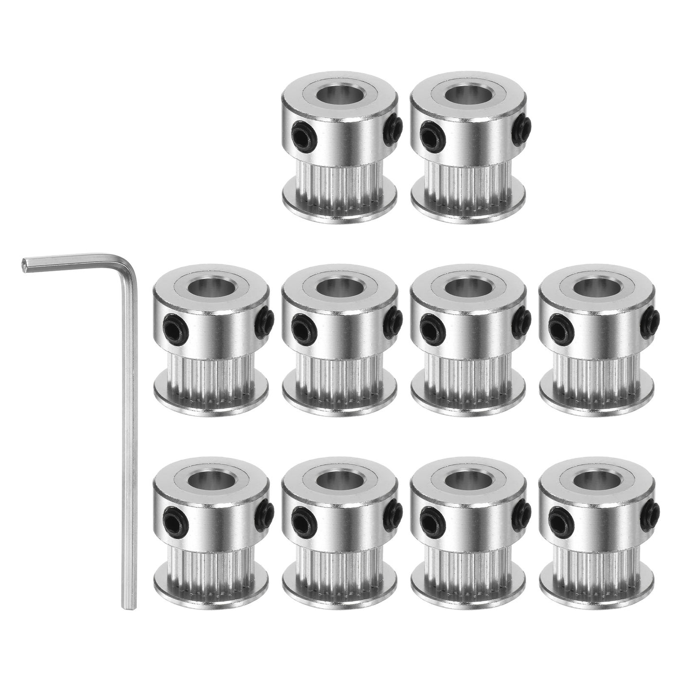 Harfington 10pcs 2GT Idler Pulley 20T 6.35mm Bore 16mm Dia. 6mm Width Belt with 2mm Spanner