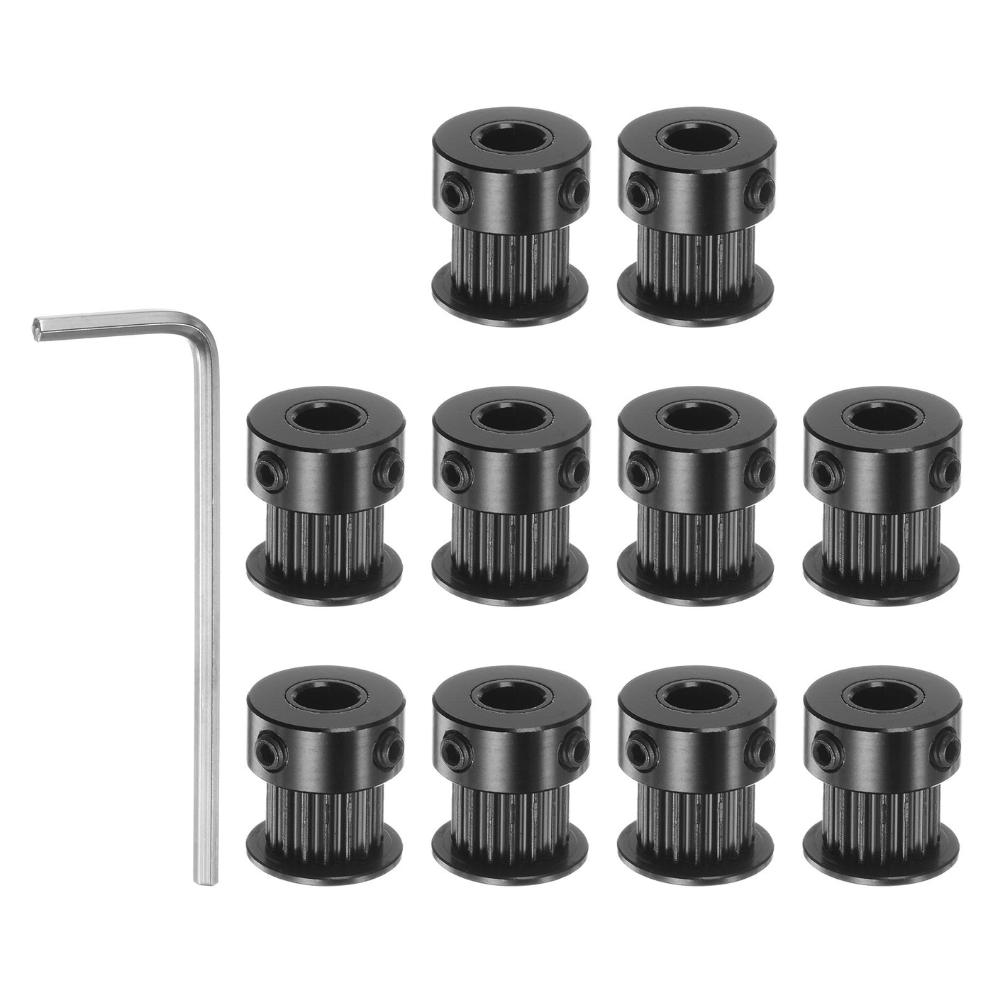 Harfington 10Stk 2GT Umlenkrolle 16 Zähne 5mm Bohrung 13mm Durchm. Aluminum Zahnriemen mit 2mm Sechskant Schlüssel für 6mm Breite Gürtel 3D Drucker CNC Maschine Zubehör Schwarz