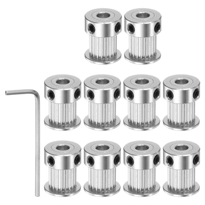 Harfington 10pcs 2GT Idler Pulley 20T 5mm Bore 16mm Dia.10mm Width Belt with 2mm Spanner