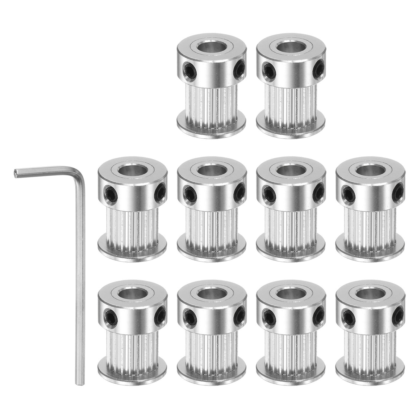 Harfington 10pcs 2GT Idler Pulley 20T 6.35mm Bore 16mm Dia.10mm Width Belt with 2mm Spanner