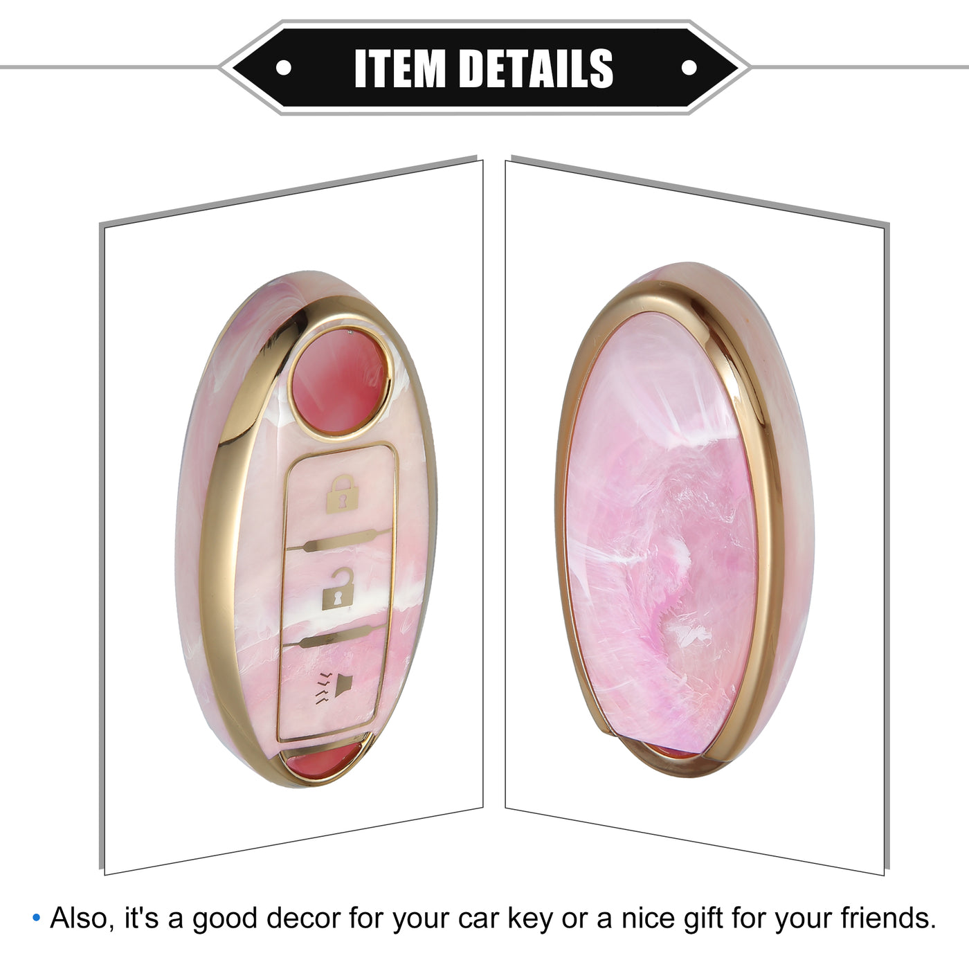 VekAuto Car Key Fob Cover Case Compatible for Nissan Serena E51 E52 Skyline, Soft TPU Pink 3 Buttons Remote Keyless Smart Key Fob Case Protection