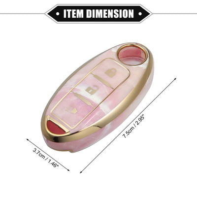 Harfington Car Key Fob Cover Case Compatible for Nissan Serena E51 E52 Skyline, Soft TPU Pink 3 Buttons Remote Keyless Smart Key Fob Case Protection