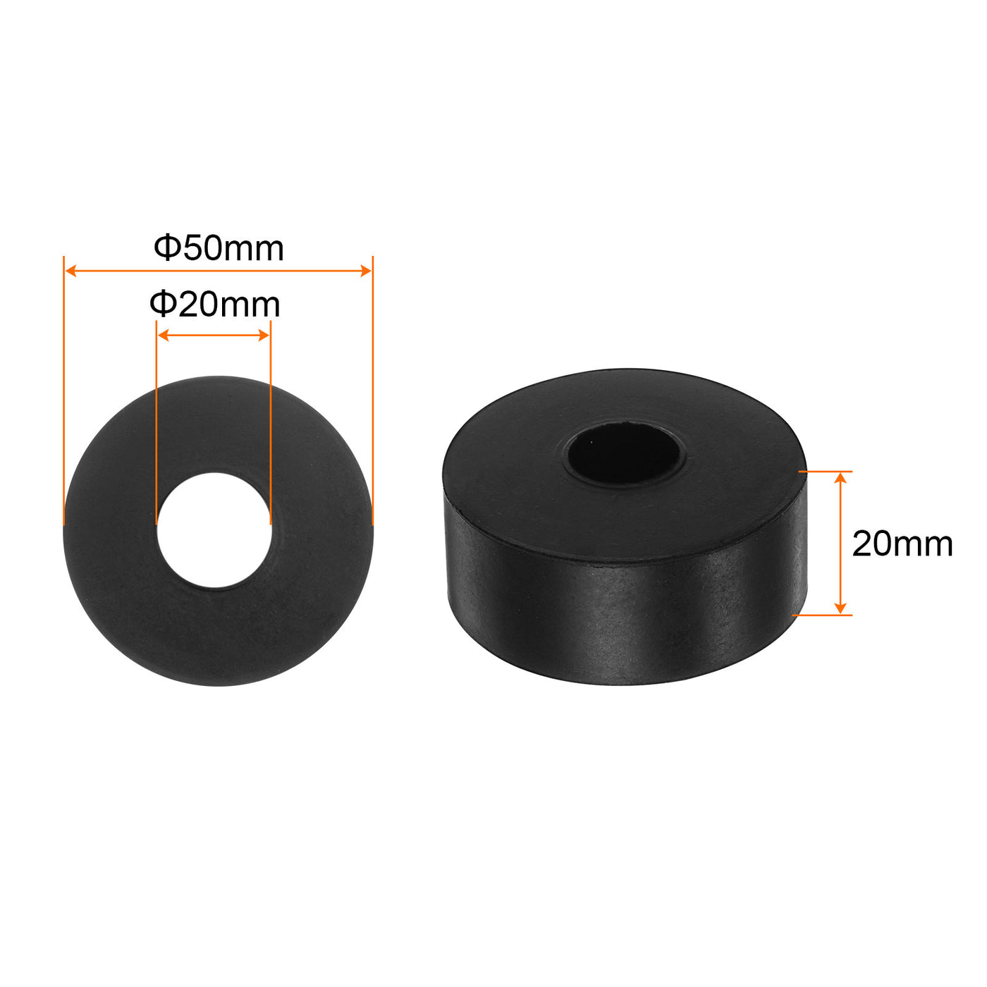 Harfington 8pcs Rubber Spacer 20mm x 50mm x 20mm Anti Vibration Rubber