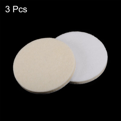 Harfington 3pcs Wool Felt Polishing Pads 3 Inch Buffing Wheel Polish Pad Flocking Back