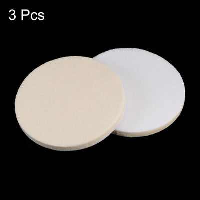 Harfington 3pcs Wool Felt Polishing Pads 4 Inch Buffing Wheel Polish Pad Flocking Back