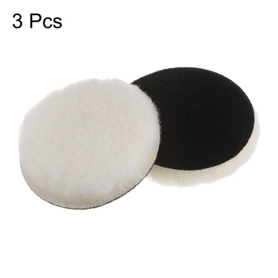 Harfington 3pcs Wool Buffing Pads 4 Inch Polishing Pad Polishing Buffing Pad Hook and Loop