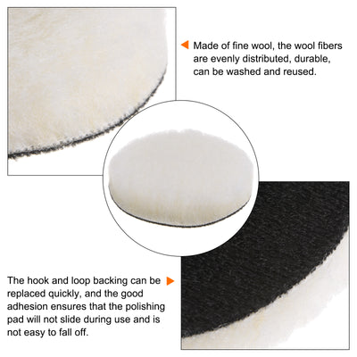 Harfington 3pcs Wool Buffing Pads 4 Inch Polishing Pad Polishing Buffing Pad Hook and Loop