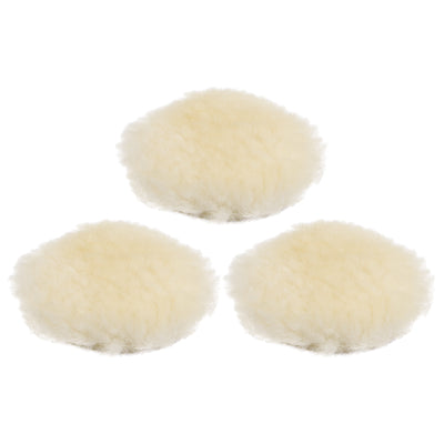 Harfington 3pcs Wool 3 Inch Wool Polishing Pad with Hook and Loop