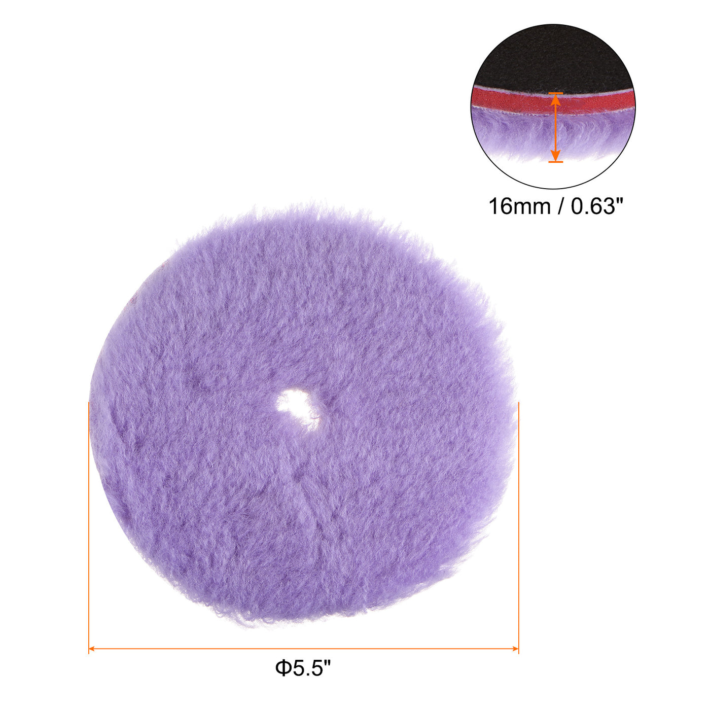 Harfington Wool Polishing Pads 5.5 Inch Purple Wool Buffing Wheel with Hook and Loop