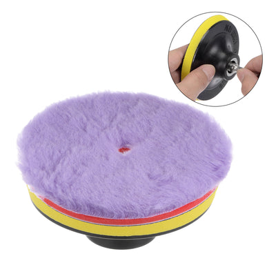 Harfington Wool Polishing Pads 5.5 Inch Purple Wool Buffing Wheel with Hook and Loop