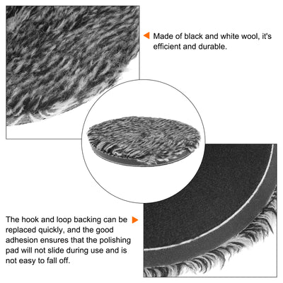 Harfington 2 Stück Wollschneidepad, 5 Zoll Mikrofaser-Polier- und Polierpads für Rückenplatte DA Autopolierer, Wachsen und Polieren