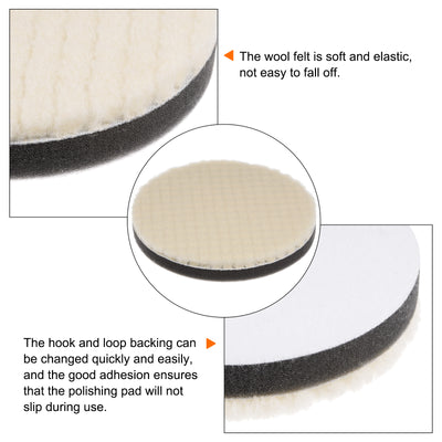 Harfington 3pcs Wool Polishing Pads 5 Inch Felt Sponge Pad Medium Polishing Pad