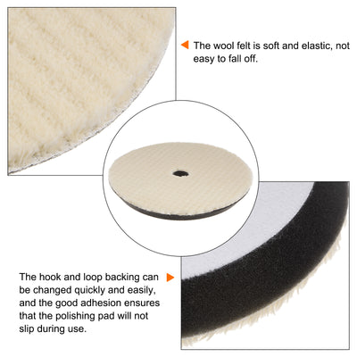 Harfington 3pcs Wool Polishing Pads 7 Inch Felt Sponge Pad with Hole Medium Polishing Pad