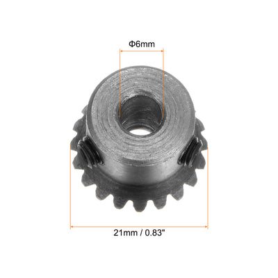 Harfington 2pcs Bevel Gear 1M 20 Teeth 6mm Shaft Hole Tapered Bevel Pinion Gear