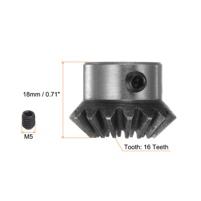 Harfington 2pcs Bevel Gear 1.5M 16 Teeth 8mm Shaft Hole Tapered Bevel Pinion Gear