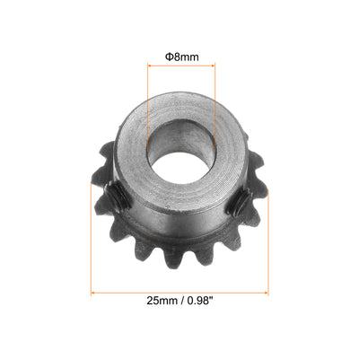 Harfington 2pcs Bevel Gear 1.5M 16 Teeth 8mm Shaft Hole Tapered Bevel Pinion Gear