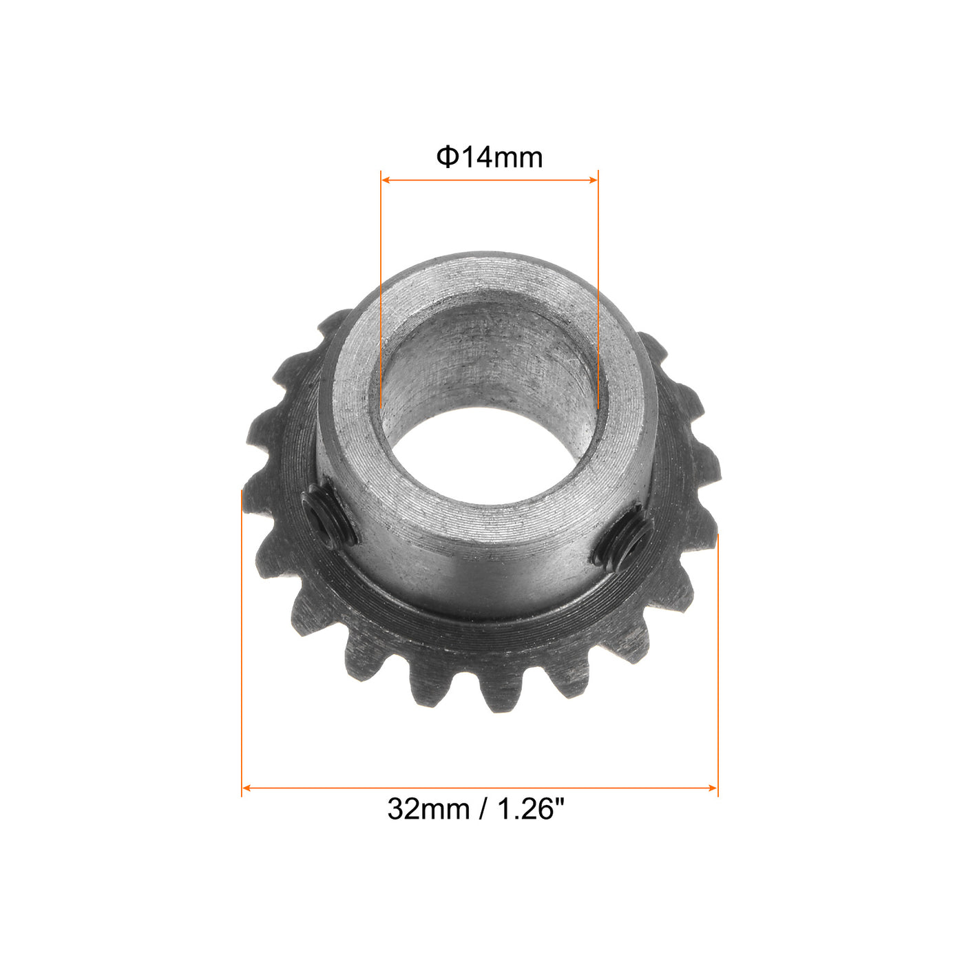 Harfington 2pcs Bevel Gear 1.5M 20 Teeth 14mm Shaft Hole Tapered Bevel Pinion Gear