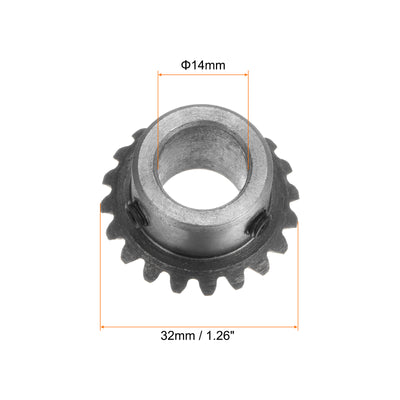 Harfington 2pcs Bevel Gear 1.5M 20 Teeth 14mm Shaft Hole Tapered Bevel Pinion Gear