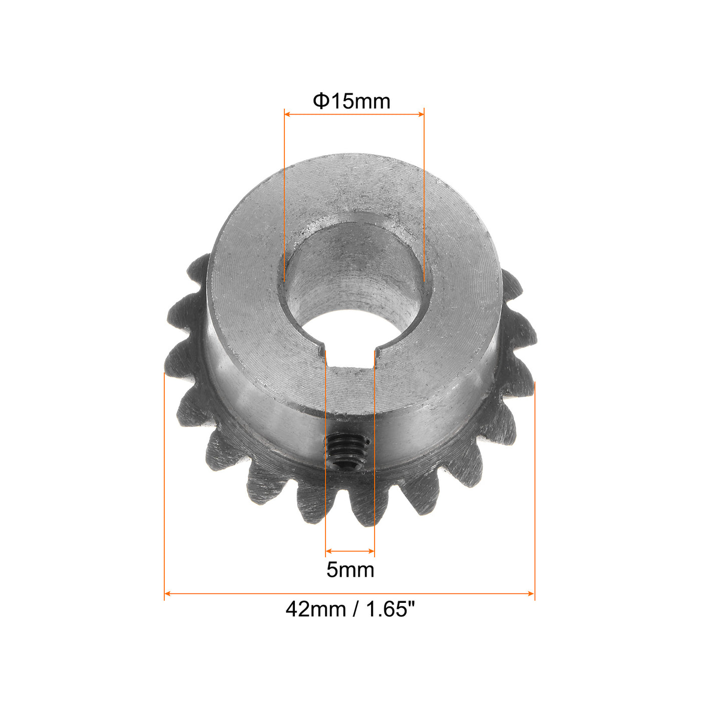 Harfington 2pcs Bevel Gear 2M 20 Teeth 15mm Shaft Hole Tapered Pinion Gear with 5mm Keyway